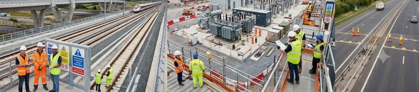Construction site with workers wearing safety gear